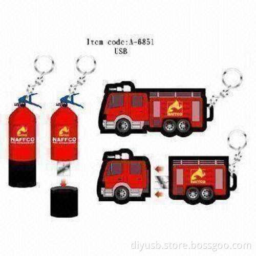 Fire Car-shaped USB Flash Drives with 16GB Capacity and 13Mbps Reading Speed